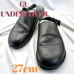 [GU×UNDERCOVER] 27cm レザー　サンダル　ブラック　黒