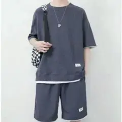 セットアップ ワッフルメンズ カジュアル 快適 速乾 部屋着 XL グレー★