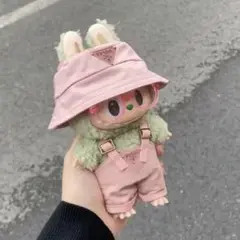 ラブブ　17cm ぬい服　ラブブ服　オーバーオール&帽子 セット 洋服