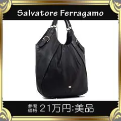 【全額返金保証・送料無料】フェラガモのトートバッグ・美品・正規品・黒色・肩掛け