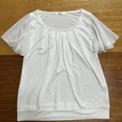 半袖トップス　フリル　Mサイズ　オフホワイト　シアートップス　SPB
