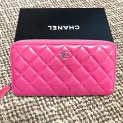 CHANEL ラムスキン マトラッセ ラウンドファスナー 長財布