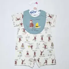 【新品未使用】おさるのジョージ ロンパース スタイ付き 70cm 半袖