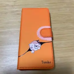 匿名配送✨ Xiaomi 13T オレンジ色 猫イラスト 手帳型ケース