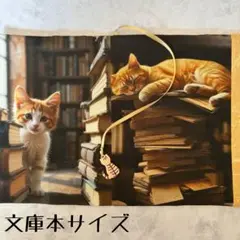【両面パネル文庫本ブックカバー】本と猫①×ネコチャーム