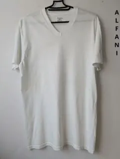 ALFANI ホワイト Vネック Tシャツ