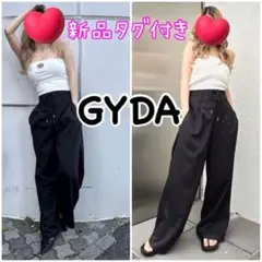 新品 GYDA ハイウエスト ダブルウエスト ツイル パンツ 完売品 ブラック