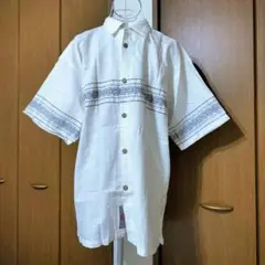 オーシャンパシフィック Mサイズ 刺繍入りホワイト半袖シャツ