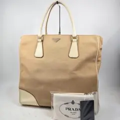 美品袋付き PRADA トートバッグ A4収納可能 キャンバス レザー