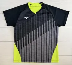 Mizuno バドミントンシャツ メンズS 黒/グレー/ライム