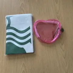 Starbucks ハート型ポーチとノート