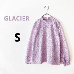 GLACIER ラベンダー レース長袖トップス S　グラシア　透け感あり