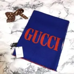 GUCCI♡ジャガードマフラー♡スカーフ♡ネイビー×レッド