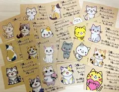 サンキューカード手書き文字猫色々