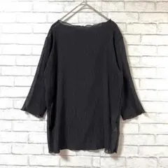 【MUMU&Co.】シアートップスM ブラック ボートネック レイヤード メロウ