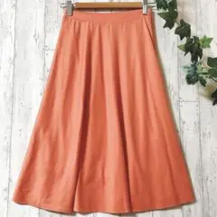TALBOTS フレアスカート S オレンジ ロング 無地 美品