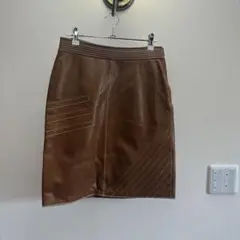エトロ　スカート　牛革　レザー　ブラウン
