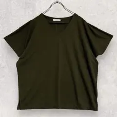 ビューティーアンドユース Vネックカットソー 深緑 ゆったり【2589】