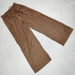 良品★LOWRYS FARM ワイドイージーパンツ リラックス ブラウン F