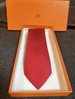 HERMES ネクタイ　h柄　レッド