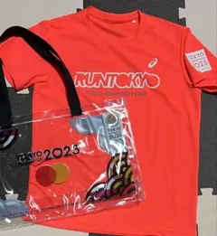 アシックス東京マラソン2025 スーベニアTシャツ クリアトートバッグ付き