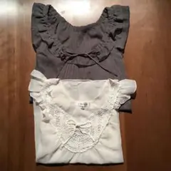 美品✨ノースリーブ　フリルブラウス(38/M) ２着