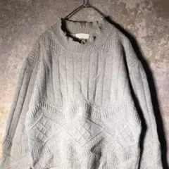 【ヴィンテージ】模様網ハイネックニット used古着 ZAS12