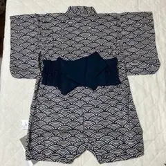 90　和柄　ロンパース　甚平　子供　ベビー　浴衣　総柄　男の子