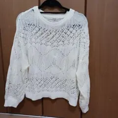秋服　シューラルー　透かし編みホワイト長袖