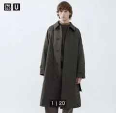 【美品】UNIQLO U パデッドステンカラーコート OLIVE ユニクロ