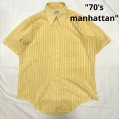 70's manhattan S/S shirt ビンテージ　ストライプ　シャツ