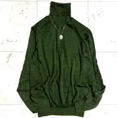 美品♩ Drawer 上質 カシミヤ シルク リブタートル ニット グリーン M