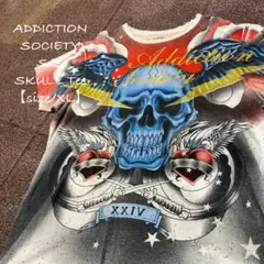 AddictionSociety★Skull/スカル★骸骨/髑髏★総柄T★XL