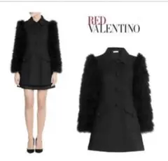 RED VALENTINO ファー付きコート 黒 1420123110018.jpg