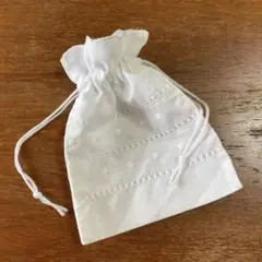 巾着 ドロンワーク 白糸 刺繍 レース フランス