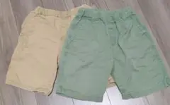 ユニクロ半ズボン 2枚セット ベージュ グリーン