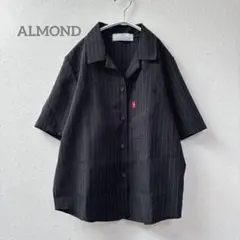 ALMOND 半袖シャツ　ストライプ ブラック　夏　羽織り　おしゃれ　シンプル