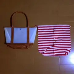 ホワイトとブラウンのトートバッグ
