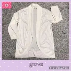 値下げ　grove ホワイト カーディガン Mサイズ