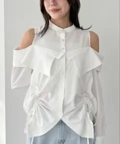 Heather ショルダーカットチュニックブラウス シャツ