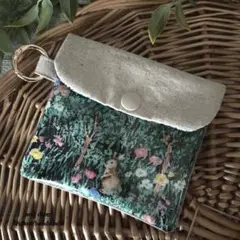 ハンドメイド**ウサギさん柄のナチュラル透明ミニポーチ**&daisy
