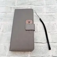 ソ　Libero 5G III ケース手帳型 グレー　動物　かわいい