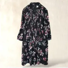 K・T／KIYOKO TAKASE 日本製　七分袖ワンピース【9】バンドカラー
