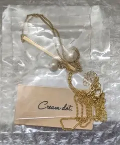Cream dot ロングネックレス ゴールド
