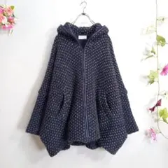 ツモリチサト ドットモヘヤループ パイピングワイドジップ ニットブルゾン