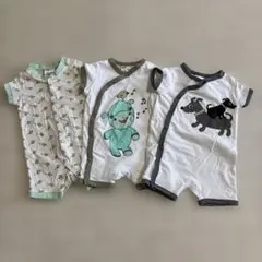 H&M 2-4M イラストロンパース3点セット