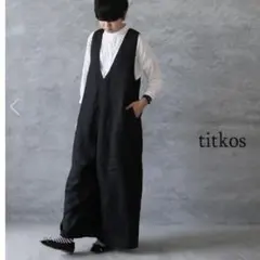 Titkos ティトコシュ ヨーロッパリネンのサロペット　 Vネック