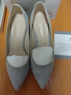 M7days 春色チャンキーパンプス（グレイッシュブルー）　22.5cm