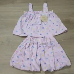 カラフル花柄タンクトップとショートパンツのセットアップ　95サイズ