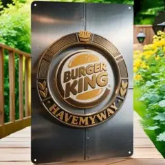 バーガーキング BURGER KING スクエア ブリキ看板 アメリカン雑貨